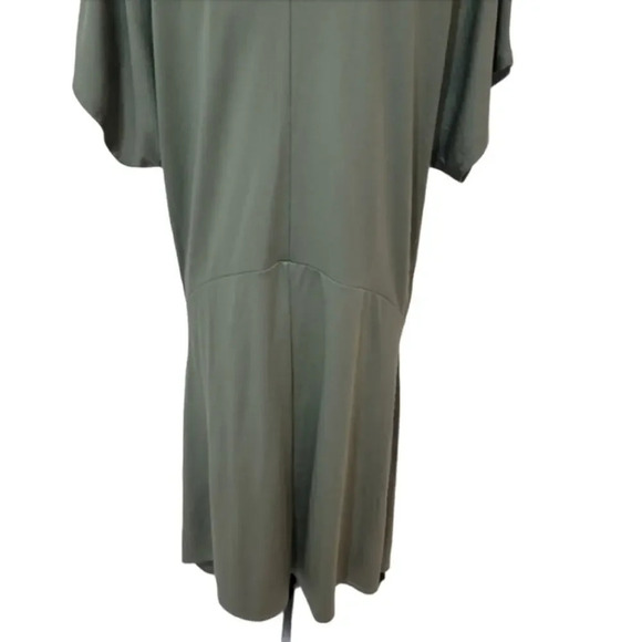 ZARA Womens Regular Oversized Army Green Shirt Dress Shark Bite Hem Size Small - Picture 14 of 16